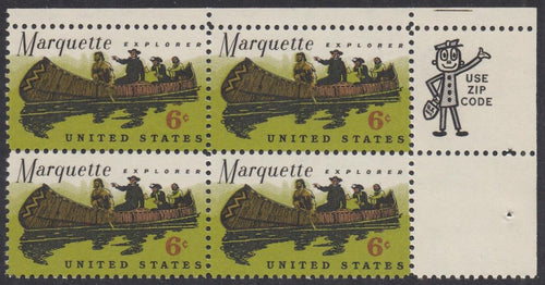 # 1356 (1968) Marquette - Mr. Zip, BK/4, UR, MNH
