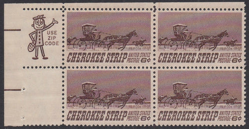 # 1360 (1968) Cherokee Strip - Mr. Zip, BK/4, UL, MNH