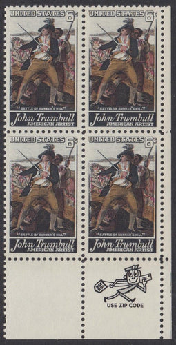 # 1361 (1968) Trumbull - Mr. Zip, BK/4, LR, XF MNH