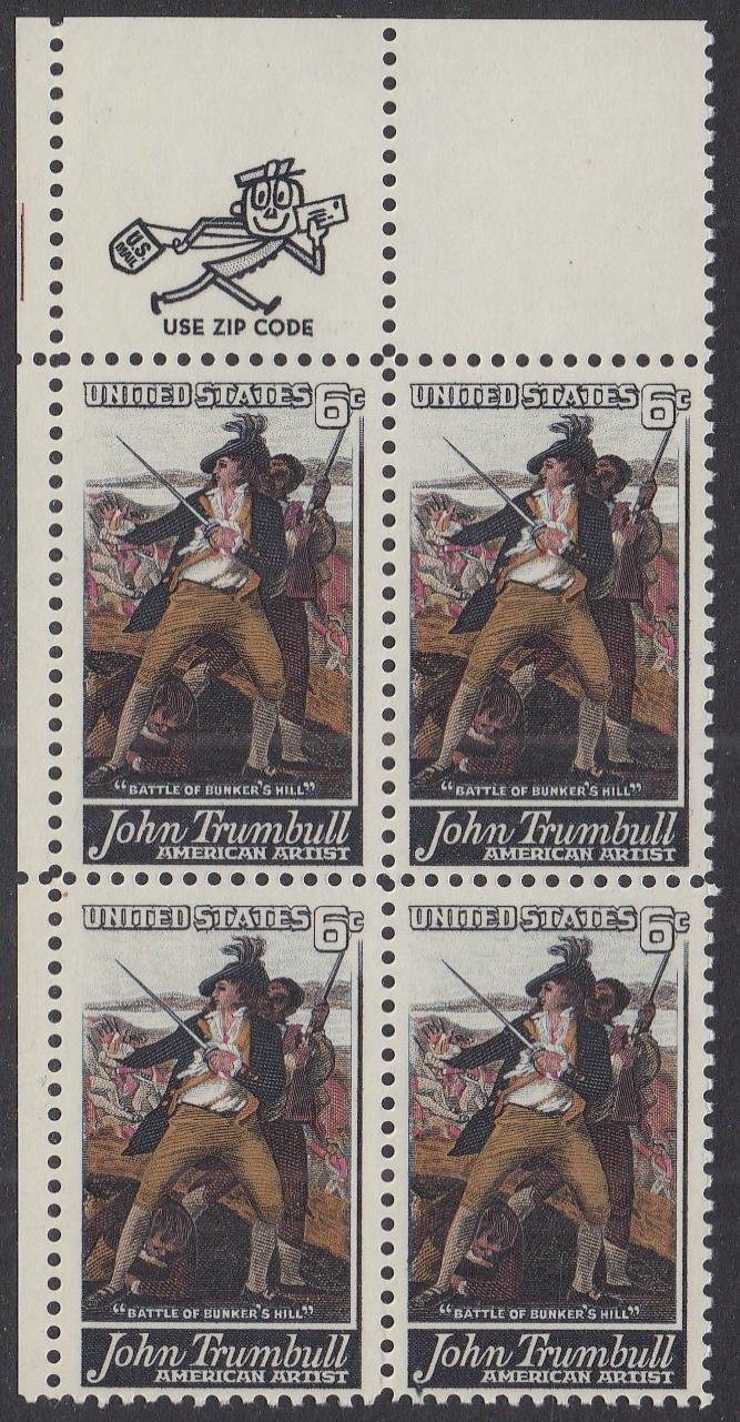 # 1361 (1968) Trumbull - Mr. Zip, BK/4, UL, MNH