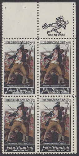 # 1361 (1968) Trumbull - Mr. Zip, BK/4, UR, MNH