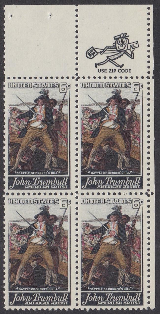 # 1361 (1968) Trumbull - Mr. Zip, BK/4, UR, MNH