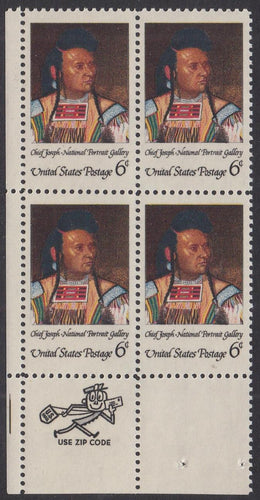 # 1364 (1968) American Indian - Mr. Zip, BK/4, LL, MNH