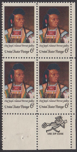 # 1364 (1968) American Indian - Mr. Zip, BK/4, LR, MNH