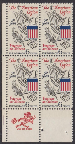 # 1369 (1969) American Legion - Mr. Zip, BK/4, LL, MNH