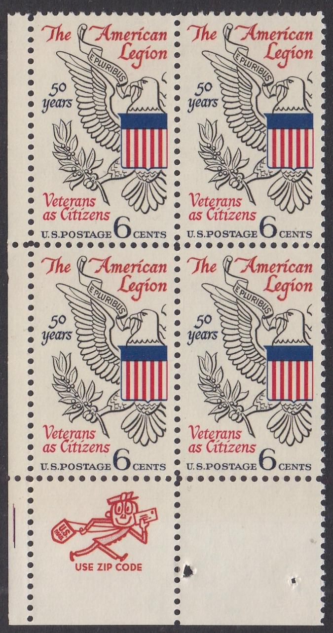 # 1369 (1969) American Legion - Mr. Zip, BK/4, LL, MNH