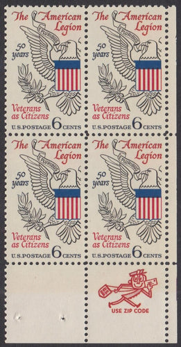 # 1369 (1969) American Legion - Mr. Zip, BK/4, LR, MNH