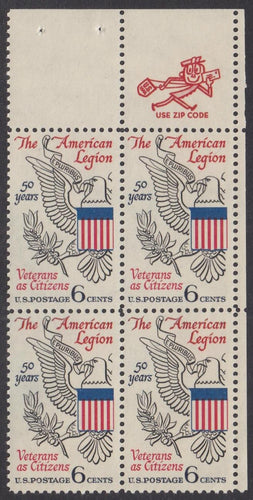# 1369 (1969) American Legion - Mr. Zip, BK/4, UR, MNH
