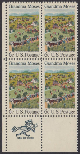 # 1370 (1969) Grandma Moses - Mr. Zip, BK/4, LL, MNH