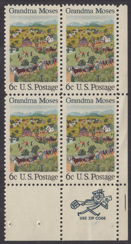 # 1370 (1969) Grandma Moses - Mr. Zip, BK/4, LR, MNH
