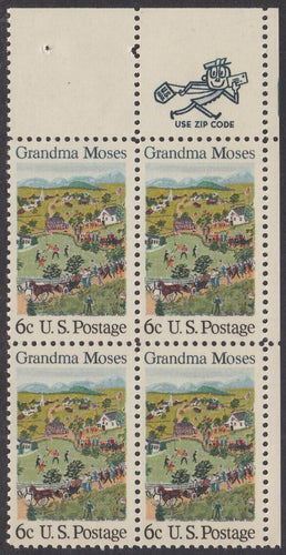 # 1370 (1969) Grandma Moses - Mr. Zip, BK/4, UR, MNH