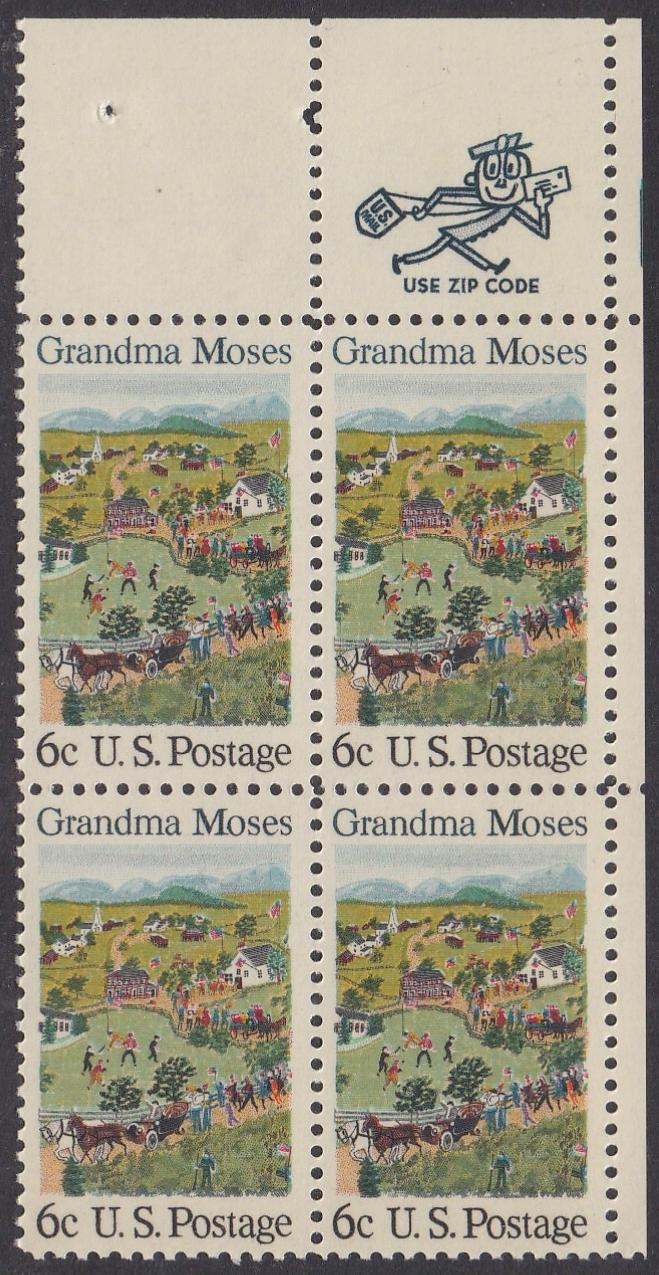 # 1370 (1969) Grandma Moses - Mr. Zip, BK/4, UR, MNH