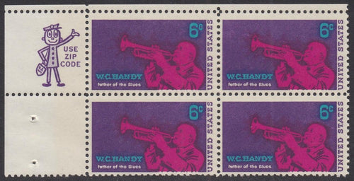 # 1372 (1969) WC Handy - Mr. Zip, BK/4, UL, MNH
