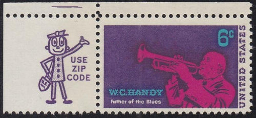 # 1372 (1969) WC Handy - Mr. Zip, Sgl, UL, MNH