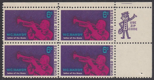 # 1372 (1969) WC Handy - Mr. Zip, BK/4, UR, MNH