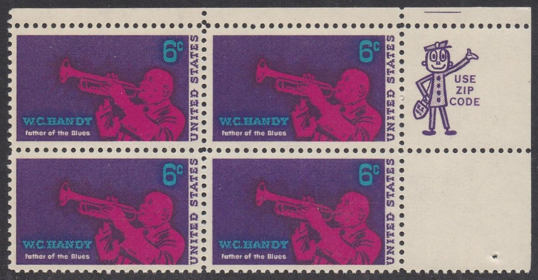 # 1372 (1969) WC Handy - Mr. Zip, BK/4, UR, MNH