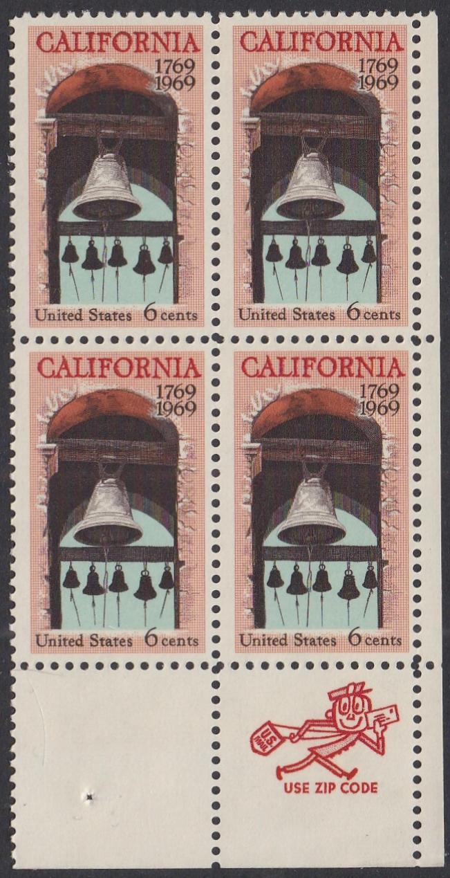 # 1373 (1969) California - Mr. Zip, BK/4, LR, MNH
