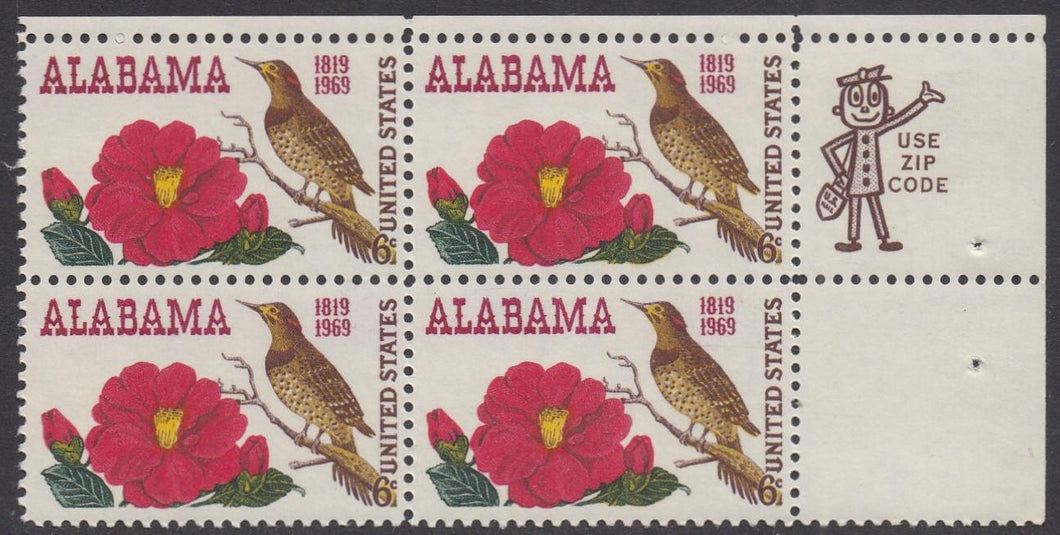 # 1375 (1969) Alabama - Mr. Zip, BK/4, UR, MNH