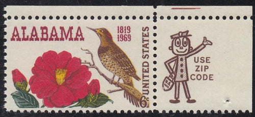 # 1375 (1969) Alabama - Mr. Zip, Sgl, UR, MNH