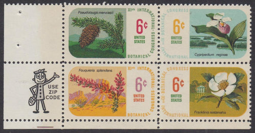 # 1376-79 (1969) Botanical Congress - Mr. Zip, BK/4, LL, MNH