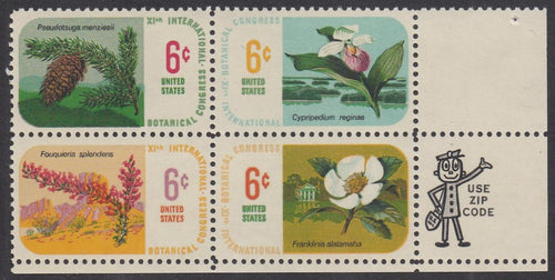 # 1376-79 (1969) Botanical Congress - Mr. Zip, BK/4, LR, MNH