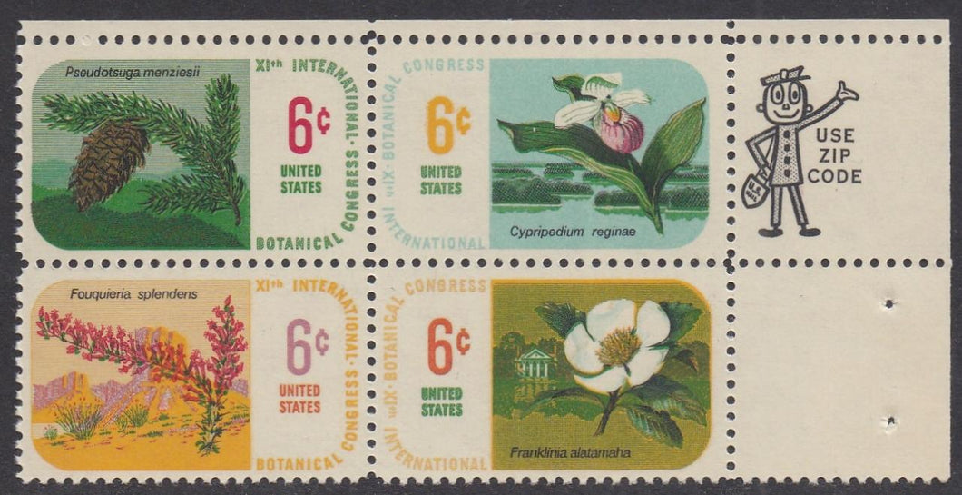 # 1376-79 (1969) Botanical Congress - Mr. Zip, BK/4, UR, MNH