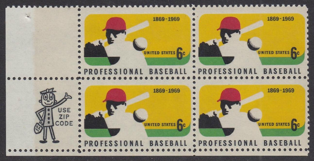 # 1381 (1969) Baseball - Mr. Zip, BK/4, LL, MNH