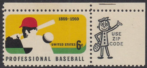 # 1381 (1969) Baseball - Mr. Zip, Sgl, UR, MNH