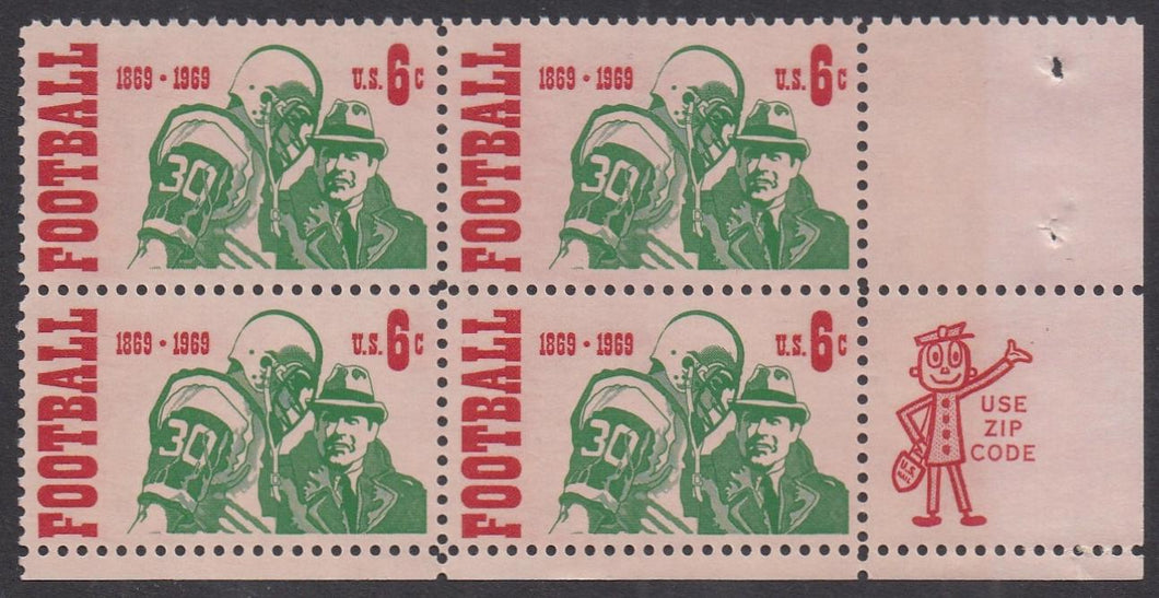 # 1382 (1969) Football - Mr. Zip, BK/4, LR, MNH
