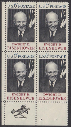 # 1383 (1969) Eisenhower - Mr. Zip, BK/4, LL, MNH