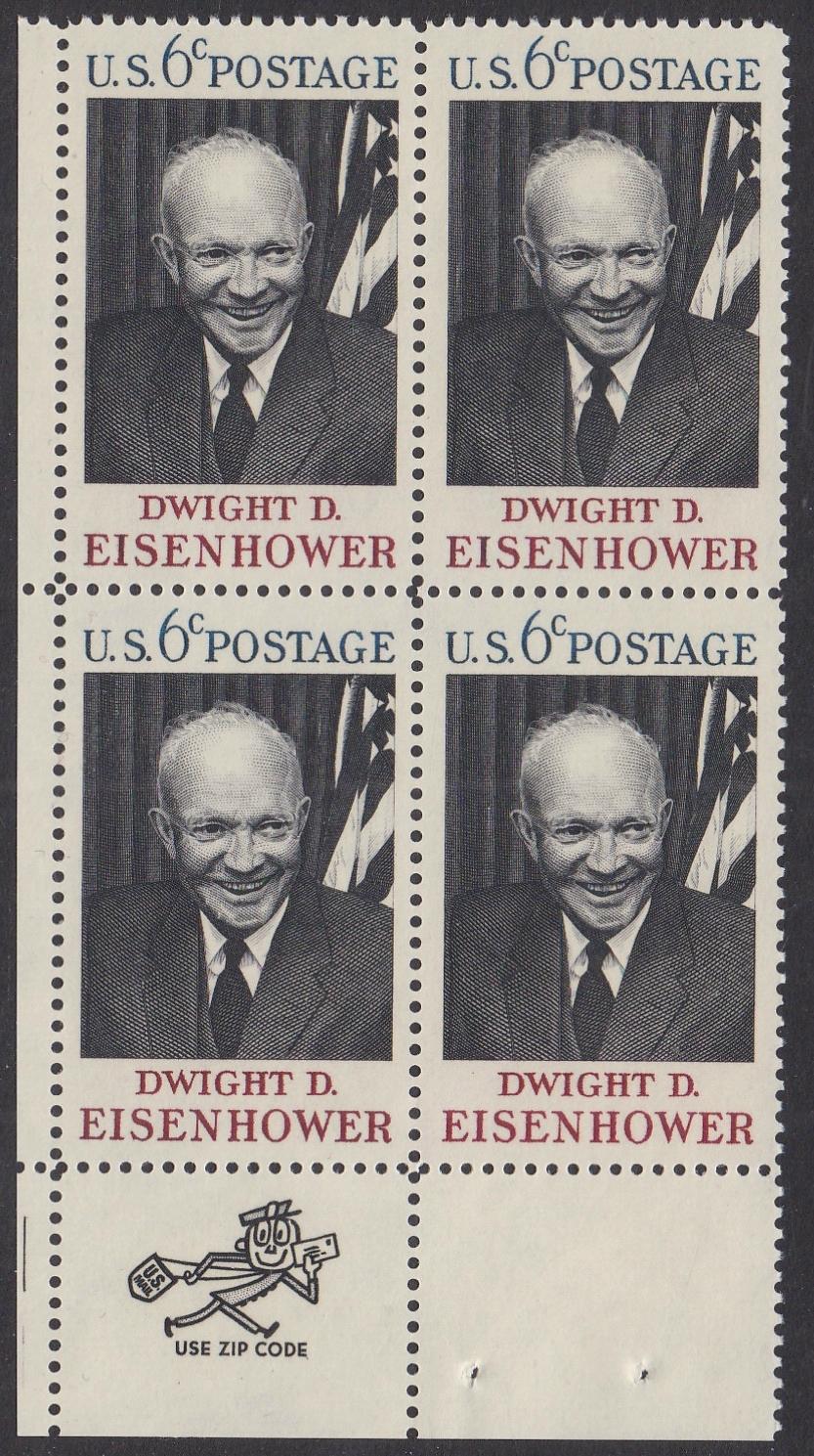 # 1383 (1969) Eisenhower - Mr. Zip, BK/4, LL, MNH