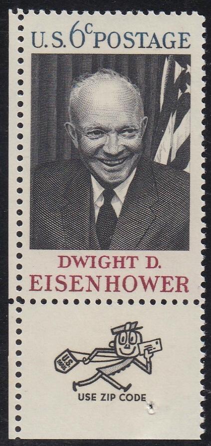 # 1383 (1969) Eisenhower - Mr. Zip, Sgl, LL, MNH