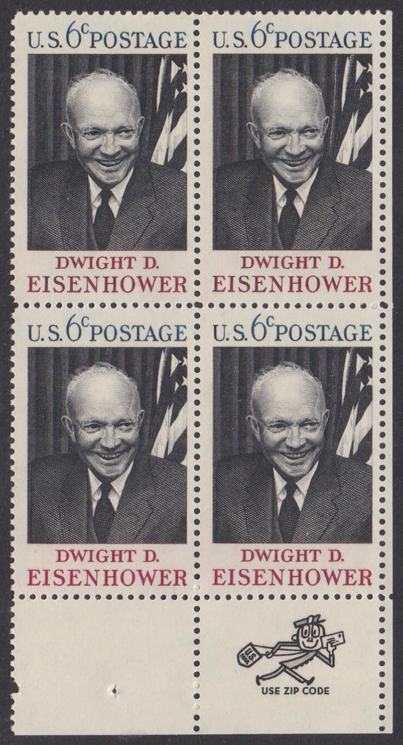 # 1383 (1969) Eisenhower - Mr. Zip, BK/4, LR, MNH