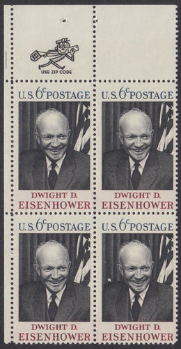 # 1383 (1969) Eisenhower - Mr. Zip, BK/4, UL, MNH