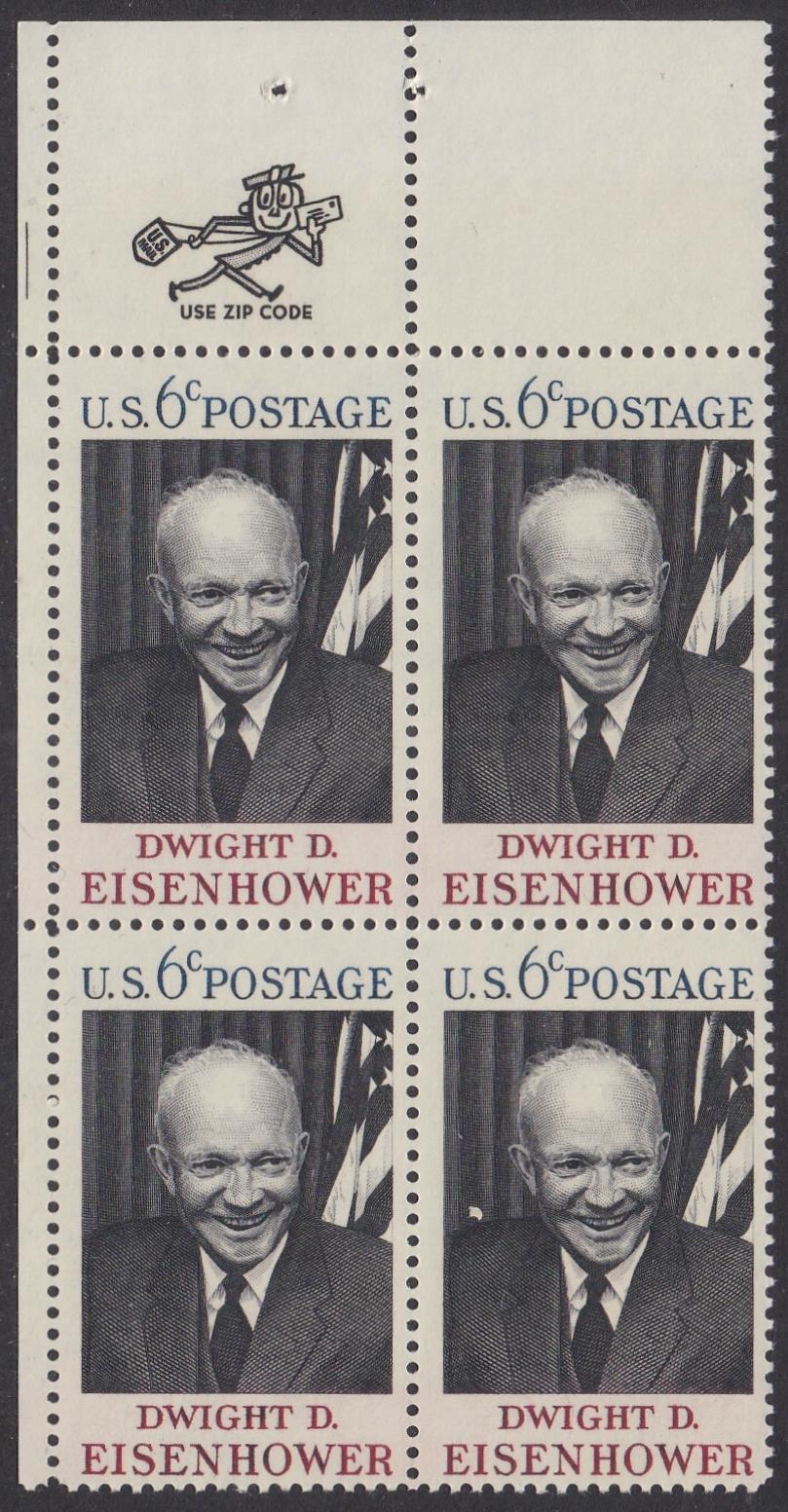 # 1383 (1969) Eisenhower - Mr. Zip, BK/4, UL, MNH
