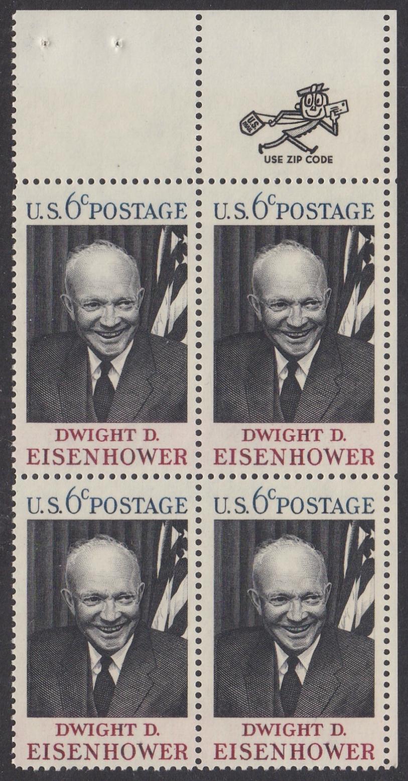 # 1383 (1969) Eisenhower - Mr. Zip, BK/4, UR, MNH