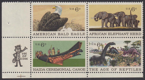 # 1387-90 (1970) Natural History - Mr. Zip, BK/4, LL, MNH