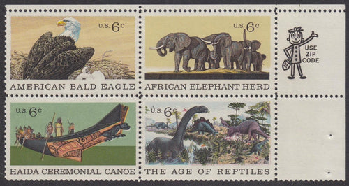 # 1387-90 (1970) Natural History - Mr. Zip, BK/4, UR, MNH
