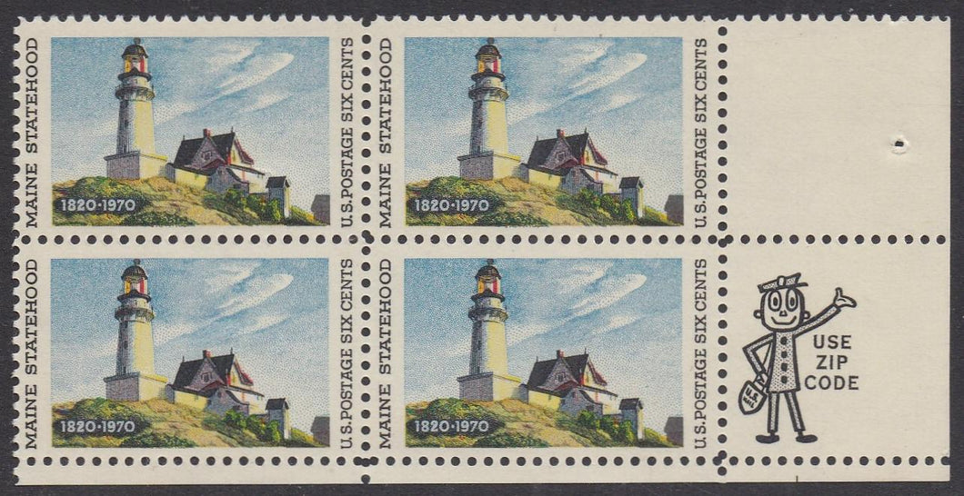 # 1391 (1970) Maine - Mr. Zip, BK/4, LR, MNH