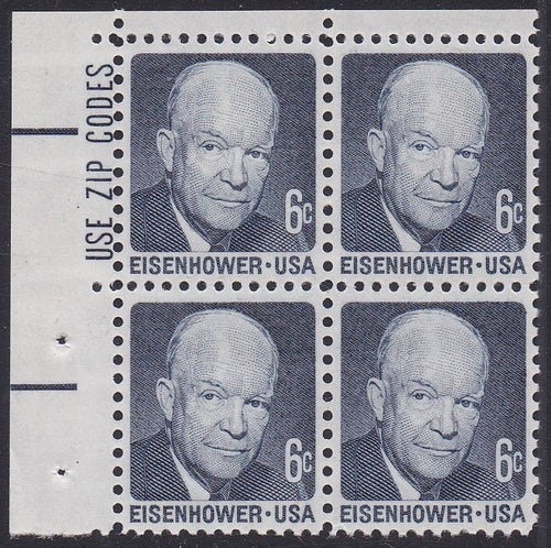 # 1393 (1970) Eisenhower, SG, Tagged - Zip BK/4, UL, MNH