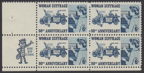 # 1406 (1970) Woman Suffrage - Mr. Zip, BK/4, LL, MNH