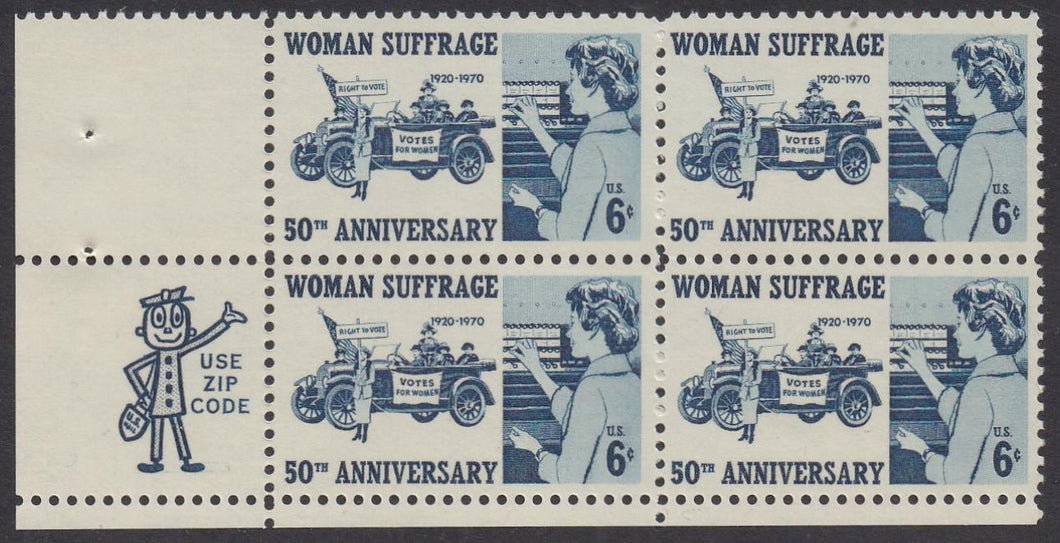 # 1406 (1970) Woman Suffrage - Mr. Zip, BK/4, LL, MNH