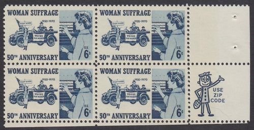 # 1406 (1970) Woman Suffrage - Mr. Zip, BK/4, LR, MNH