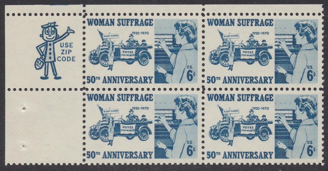# 1406 (1970) Woman Suffrage - Mr. Zip, BK/4, UL, MNH