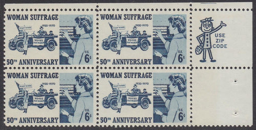 # 1406 (1970) Woman Suffrage - Mr. Zip, BK/4, UR, MNH