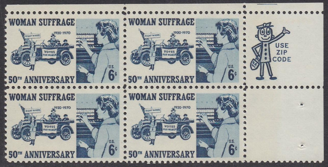 # 1406 (1970) Woman Suffrage - Mr. Zip, BK/4, UR, MNH