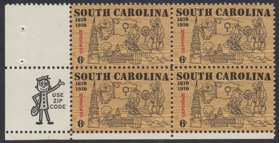 # 1407 (1970) South Carolina - Mr. Zip, BK/4, LL, MNH