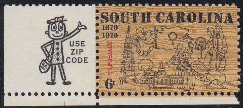 # 1407 (1970) South Carolina - Mr. Zip, Sgl, LL, MNH