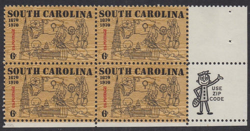 # 1407 (1970) South Carolina - Mr. Zip, BK/4, LR, MNH