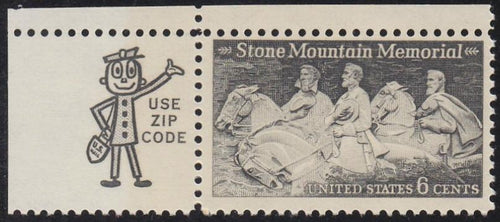 # 1408 (1970) Stone Mountain - Mr. Zip, Sgl, UL, MNH